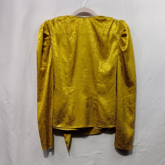Wayf Wrap Top Women's XS Yellow Floral Buckle Retro 90s Y2K Disco Punk - Picture 7 of 11